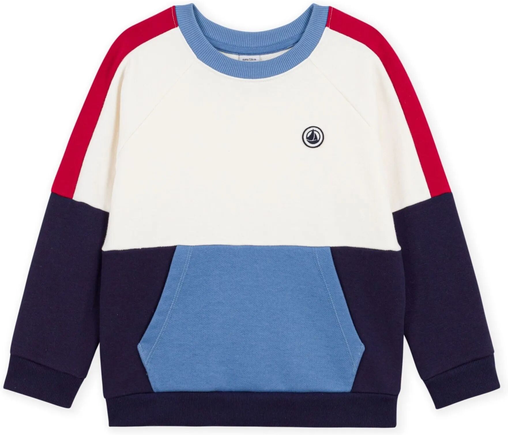 Petit Bateau Sweat Colorblock Coton Bio Bleu 4 ans