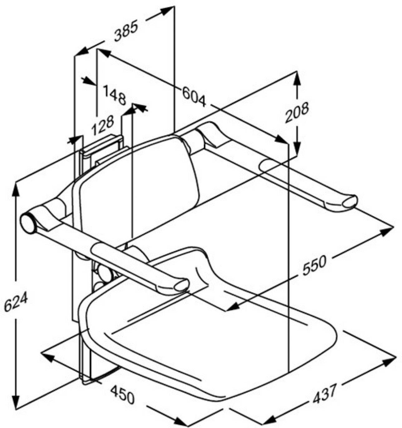 Pressalit PLUS Duschsitz höhenverstellbar mit Rückenlehne u. Armlehnen