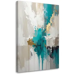WANDBILD, Türkis graue Abstrakt