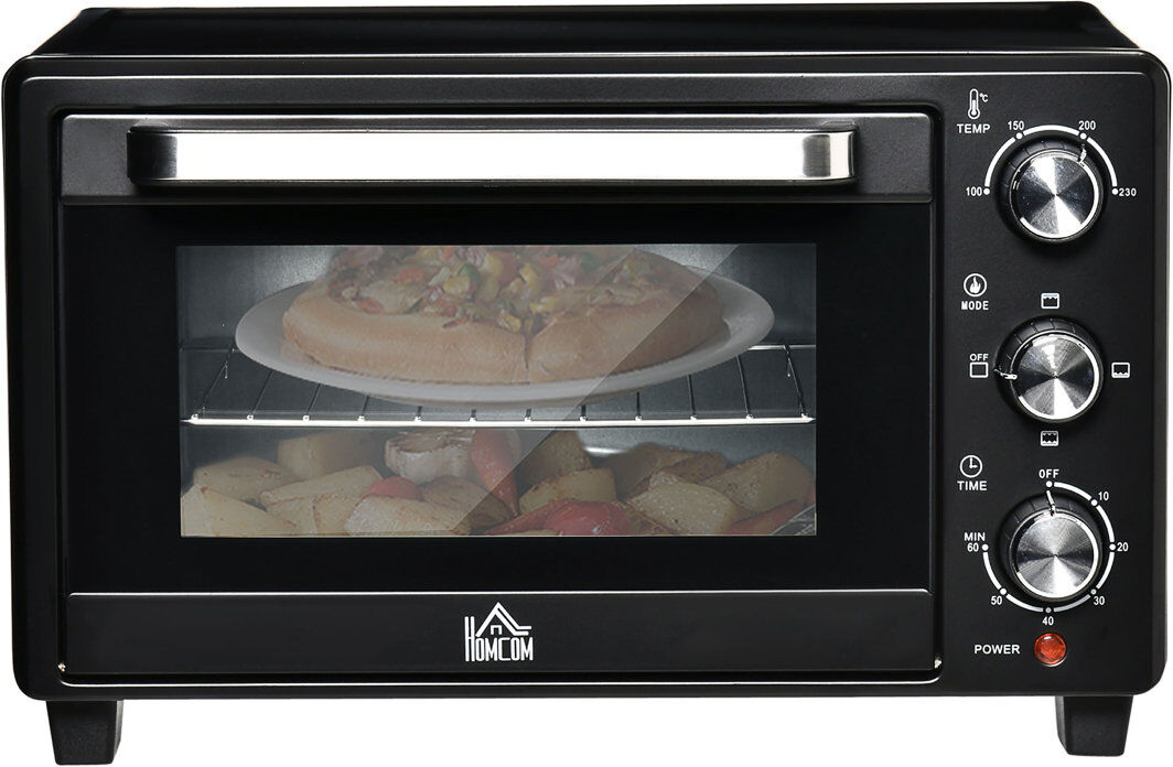 HOMCOM Mini Oven 21L Electric Grill w/ Adjustable Temp 1400W Black 4 - Slice