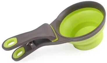 Inspire Curations Collapsible Pet Food Scoop With Clip, Dog Food Measuring Cup & Travel Water Spoon green 473ml