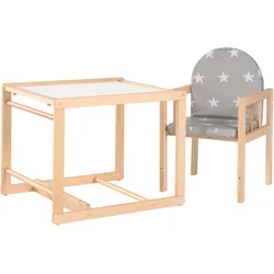 Kombihochstuhl 'Little Stars', Hochstuhl wandelbar zu Tisch & Stuhl, Holz natur, Sitz gepolstert