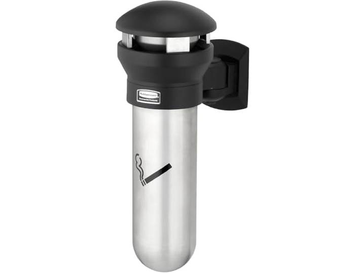 Rubbermaid Commercial Products Infinity Standaschenbecher 360° Entsorgungsbereich, Wandmontiert 54.61 cm, Edelstahl/Schwarz