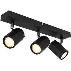 Deckenstrahler schwarz 3 Flammig GU10 Deckenlampe Wohnzimmer, schwenkbar, Aluminium Metall, 3x GU10, LxBxH 39x6x14,5 cm