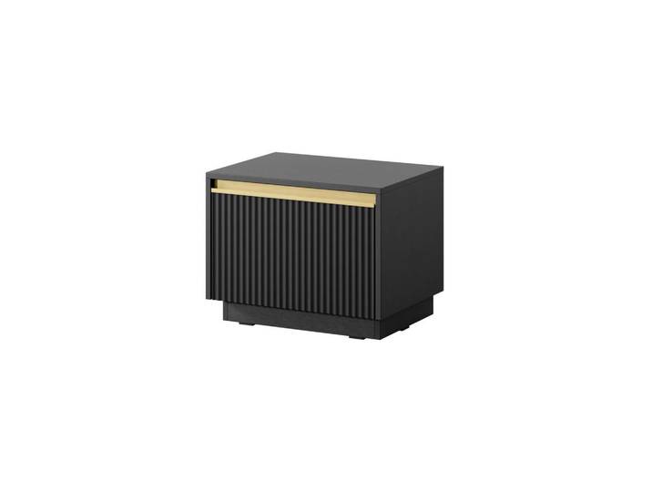 Furnlux Nachttisch Royal Schwarz, Gold 54x39x42 cm, Schwarz, Goldfarben, 54x42x39 cm, Schlafzimmer, Nachtkästchen