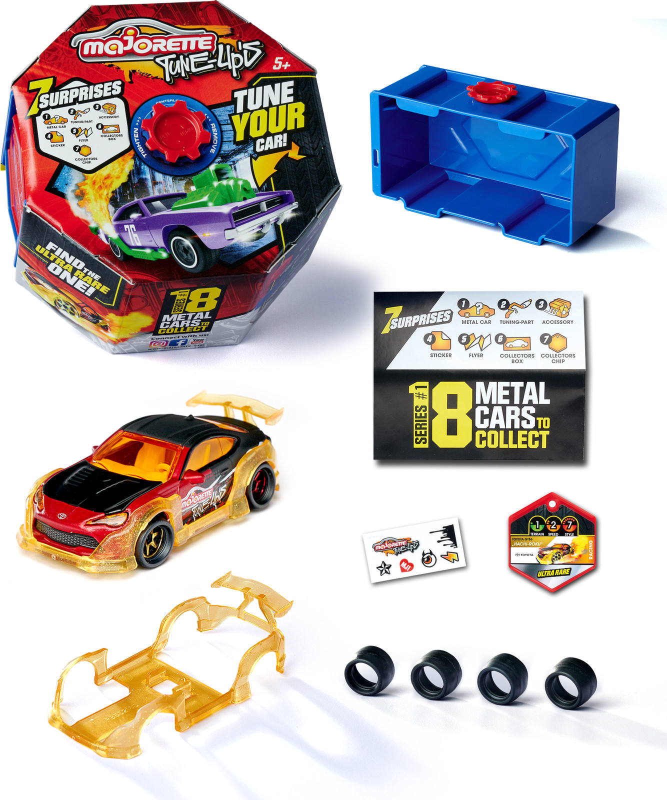 Majorette Tune Ups Serie 1 Metalen Speelgoedauto met Tuning-accessoires en Stickers