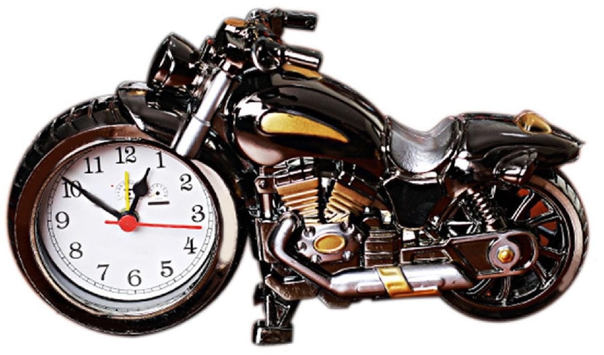 Vintage Motorralarmklok - Multifunctionele Analoge Tafelklok met Kwartsbeweging voor Volwassenen
