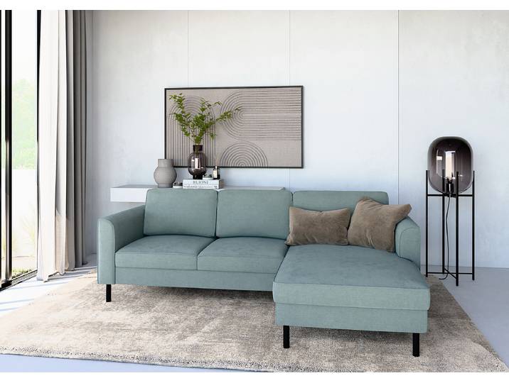 Ecksofa optionale Schlaffunktion Grau Webstoff Linna 232 x 83 x 161cm Longchair beidseitig montierbar ohne Schlaffunktion Modern Metall