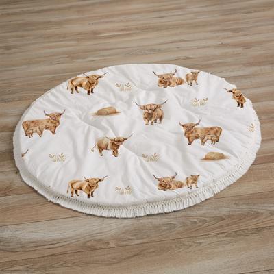 Sweet Jojo Designs Boho Highland Cow Boy, Girl, Gender Neutral Baby Tummy Time Playmat -Farm Animal, Watercolor Modern Farmhouse