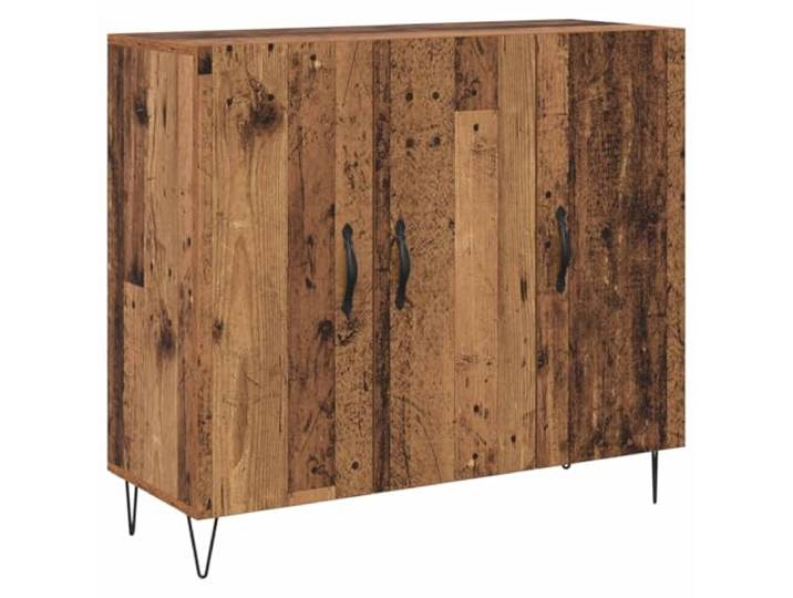 Sideboard Altholz 90 x 32,5 x 80 cm Holzwerkstoff mit Türen Rechteckige Form, Bogenziehgriffe, Haarnadelbeine, Scharniertüren, Deko-Präsentation, Ess- und Wohnraum
