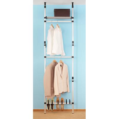 Teleskopregal RUCO, grau (aluminiumfarben, schwarz), B:65cm H:250cm T:40cm, Aluminium, Regale, Teleskopregal, Aluminium, bei Bedarf leicht kürzbar, höhenverstellbar