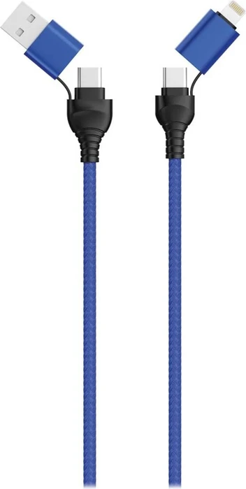 2GO USB Type C Datenkabel 4in1 blau 120cm