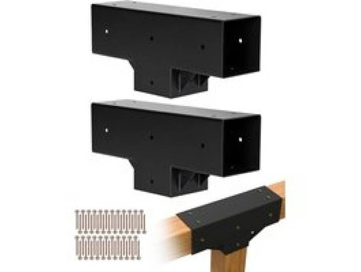 VEVOR Pfostenverbinder, 2er-Pack, T-förmige Pfostennecke für Posten mit einer Innengröße von 92 x 92 mm, 3-Wege-Pergola-Halterungen, Pavillon-Halterungssatz mit Schrauben