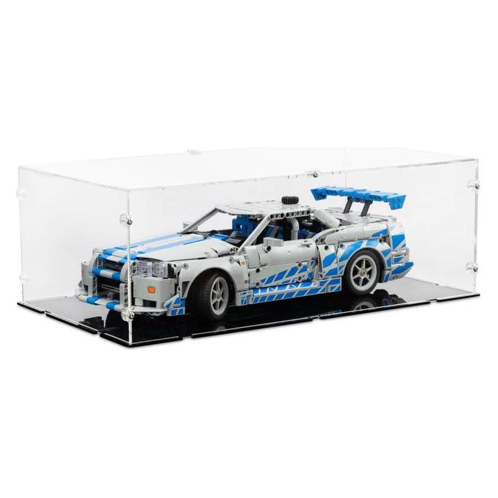 iDisplayit Acryl-Display für LEGO 42210 2 Fast 2 Furious Nissan Skyline GT-R R34 Flitzer (Mit schwarzem Boden) (EC472616NS-BLK)