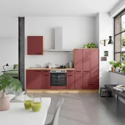 Küchenblock Easytouch Low m. Geräten Dunkelrot