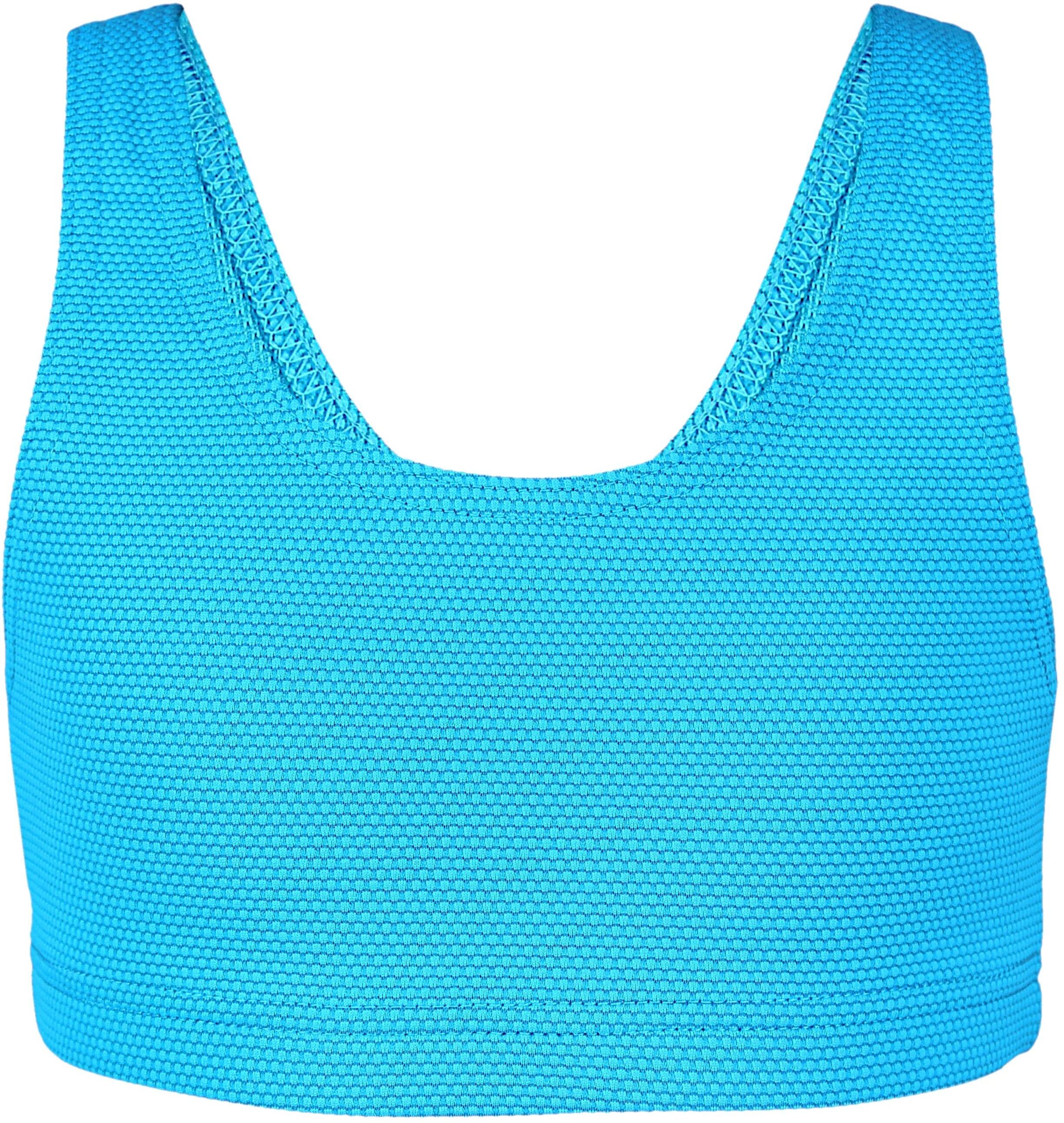 Bustier-Bikini AQUARTI "Bikini Mädchen Sport Bikini Racerback Bustier & Bikinislip", Jungen, Gr. 164, N-Gr, grün (jacquard punkte türkis), Obermaterial: 80% Polyamid PA. 20% Elasthan EL., Bikini-Sets Bustier-Bikini
