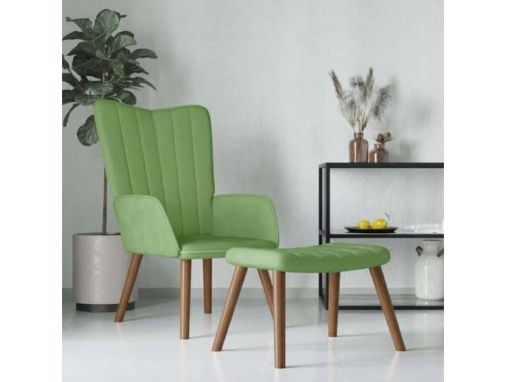 Makastle Relaxsessel mit Hocker Hellgrün Samt