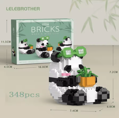 Inspire Picks Micro Particle Panda Building Block Set Cartoon Puzzle Assembly Toy For Kids 348pcs