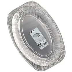 Starpak, Einweggeschirr, Aluminium-Servierplatte, oval, 430 x 290 mm, silber