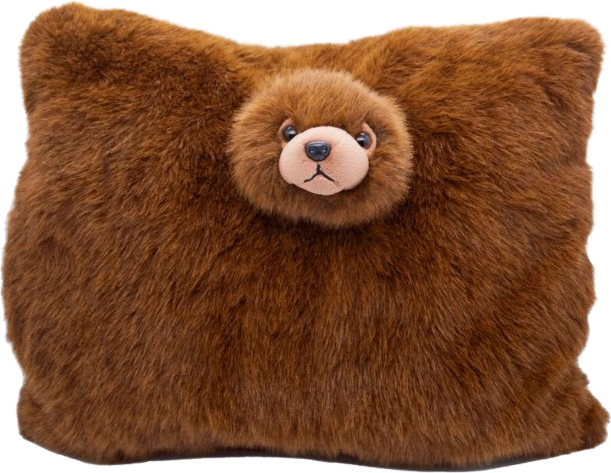 Beer kussen met knuffel als handwarmers voor kinderen, 40 x 32 cm