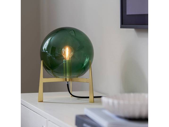 PR Home Tischlampe Milla, grün, für Wohn- / Esszimmer, Glas, Skandinavisch, Tischlampe