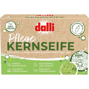 dalli Seife Pflege-Kernseife, Festseife, parfümfrei, im Stück, 125g