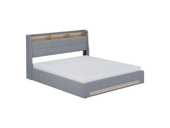 VitaliSpa Polsterbett Christin, Grau/Eiche, 180x200 mit LED, USB-Anschluss & Matratze