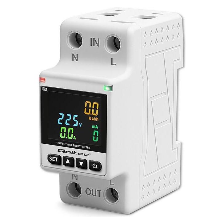 Qoltec Einphasen-Elektronikzähler, Energieverbrauchszähler (50981)