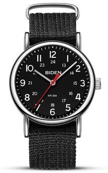 Modern Mode Marketplace All Day Classic Nylon Field Watch Unisex Waterproof Analog Timepiece black