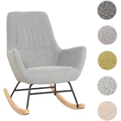 Schaukelstuhl HWC-N13, Schwingstuhl Relaxsessel Fernsehsessel, Massiv-Holz Metall Stoff/Textil 320g/m2 ~ grau-grün