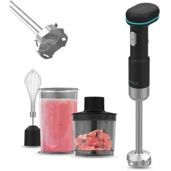 Cecotec Tragbarer Handmixer mit Gleichstrommotor BlendGo, Stabmixer, Schwarz, Silber