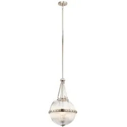 Pendelleuchte Deckenlampe Hängeleuchte Glas Nickel D 38,4 cm Esszimmerlampe