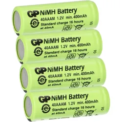 4x GP Akku 2/3 AAA 1,2V / 400mAh GP40AAAM Micro NiMH Akku Höhe 29,7mm