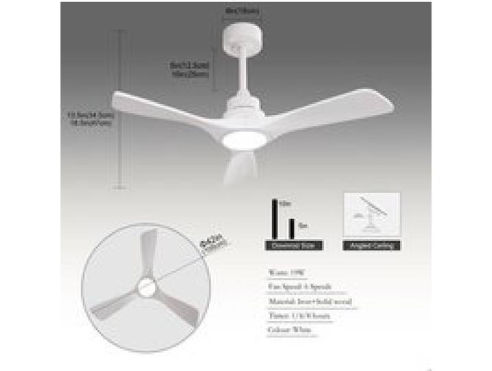 Ventilateur De Plafond 42 Pouces Blanc Ventilateur Plafonnier Led FloraGrace Pour Salon Chambre 6 Vitesses 106x106x34 5cm