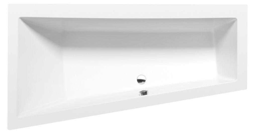 Polysan ANDRA L asymmetrische Badewanne 160x90x45cm, Weiß matt