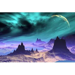 Fototapete PAPERMOON "PLANETEN-FUTURISTISCH WELTRAUM MOND GALAXIE UNIVERSUM", bunt, B:4,5m L:2,8m, Vlies, Tapeten