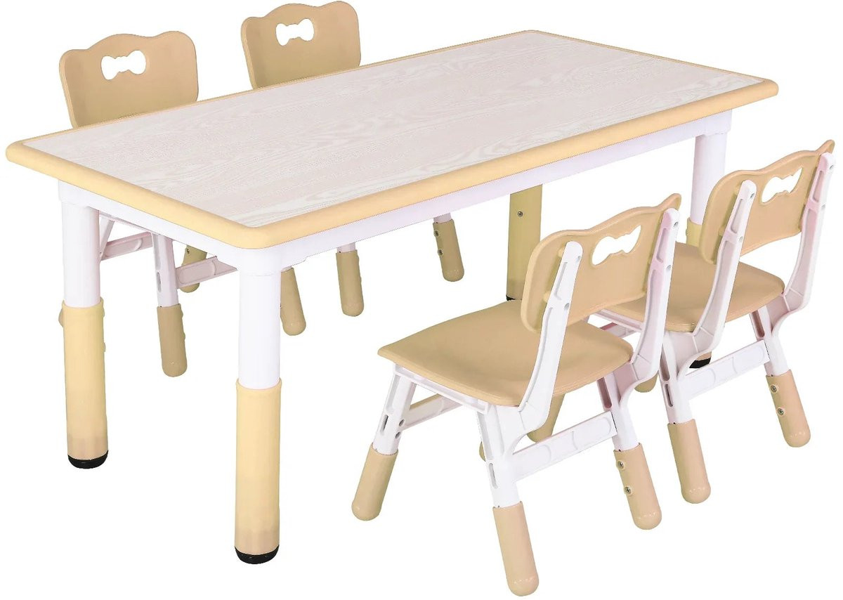 Corenia Kindermeubel Set met Verstelbare Speeltafel en Stoeltjes - Geel