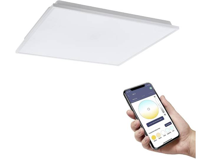 Eglo Connect LED Plafonnier Herrora-Z blanc 59\,5 x 59\,5 cm dimmable