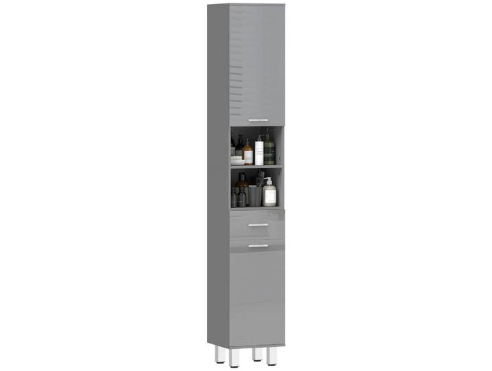 ComfortXL Hochschrank De-08531 Grau, 30x180x30 cm, Badezimmer, Badmöbel, Hochschränke