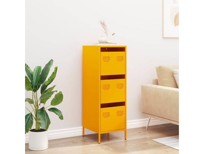 KTHLBRH Sideboard 39 x 35 x 103,5 cm Stahl 3 Schubladen Stabile Konstruktion aus kaltgewalztem Stahl, großer Stauraum, pflegeleicht, geeignet für Wohnzimmer Schlafzimmer