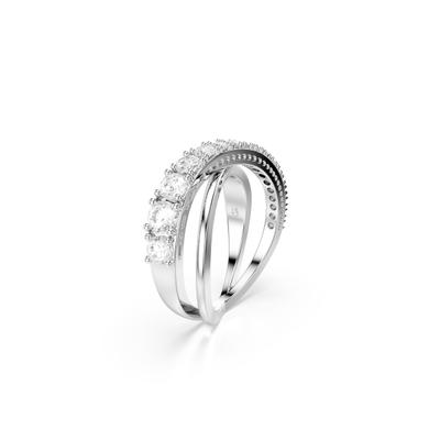 Fingerring SWAROVSKI "Schmuck Geschenk Hyperbola Ring" Gr. 58, silber (metallfarben, kristallweiß), Fingerringe, Damen, 58, Metall, Fingerring, mit Swarovski Kristall, Zirkonia (synth.)