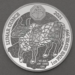 Silbermünze 1oz "Ochse" 2021 (PP) Lunar Ounce 19% (Ruanda)