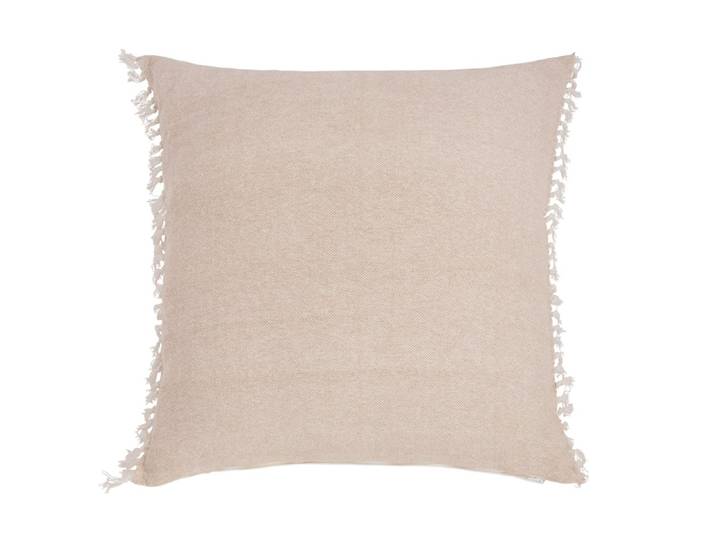 Kissen aus Baumwolle, beige mit Fransen, 60x60cm