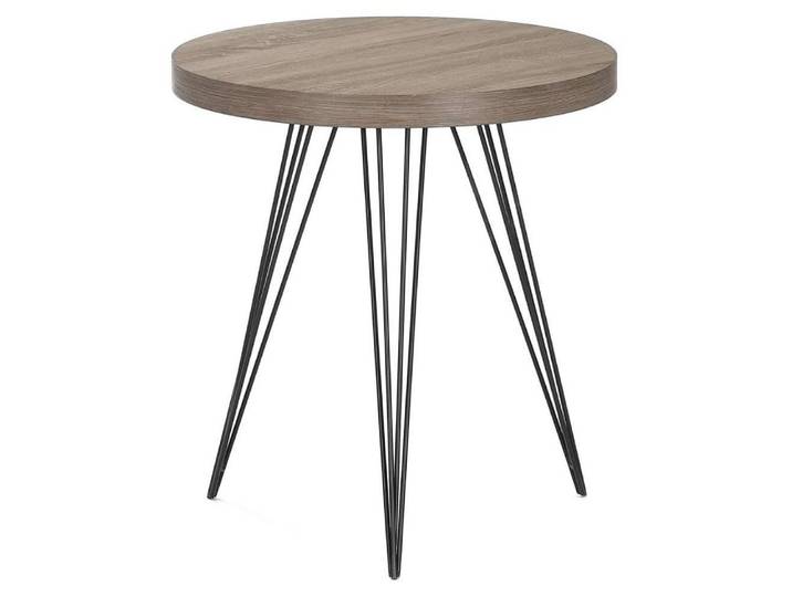 LebensWohnArt Beistelltisch Design Beistelltisch GRIGIO 60cm hellgrau Eichen-Optik Metallgestell