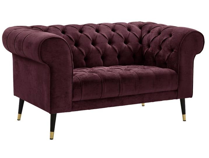Chesterfield-Sofa, Rot, 150x87 cm, Luxus-Microfaser Vintageoptik, Klassisch, Home-affaire
