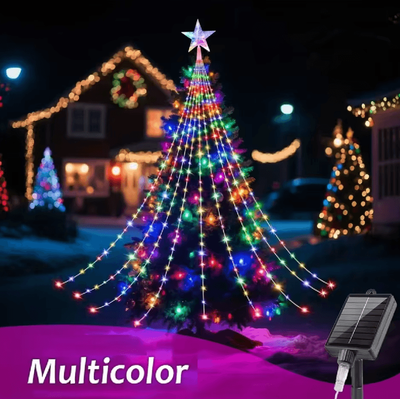 Inspire Curations Five Point Star Waterfall String Lights USB Solar Powered multicolor 2m usb Powered