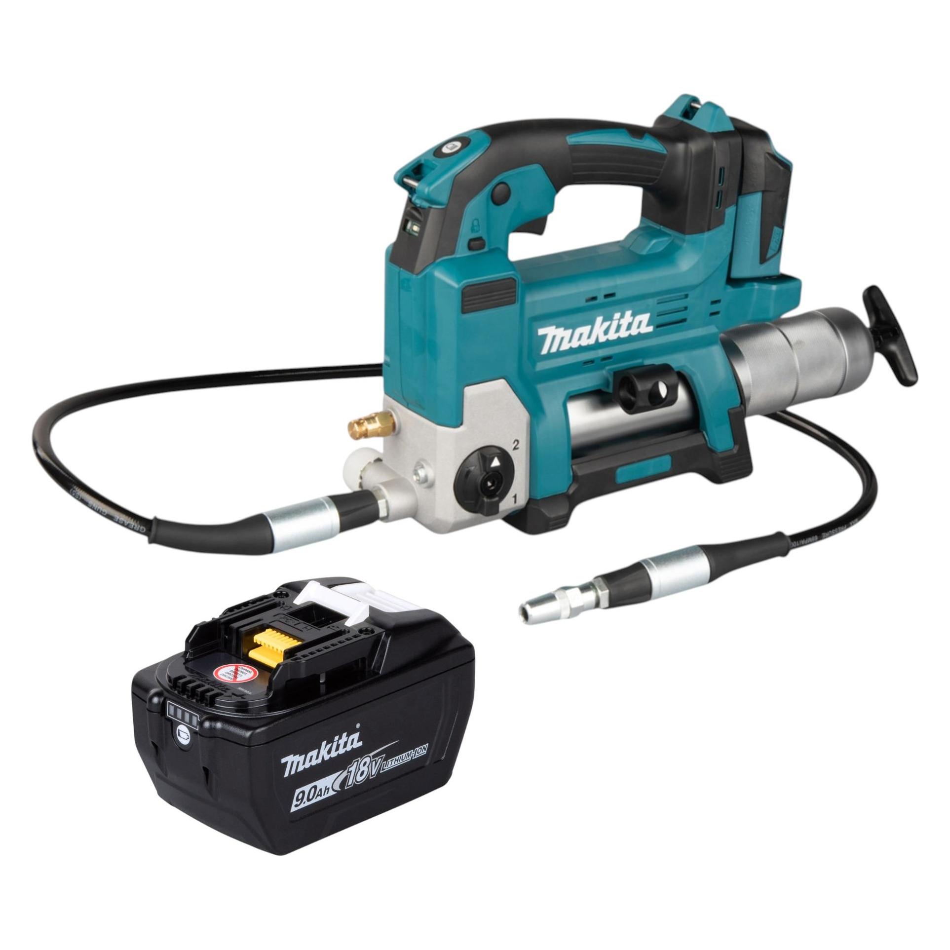 Makita DGP 180 Z Akku Fettpresse 18 V 690 bar + 1x Akku 9,0 Ah - ohne Ladegerät (Fettpresse) (DGP180Z)