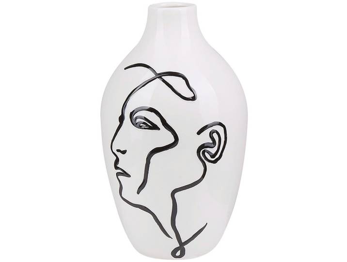 BLUMENVASE Steinzeug weiß Helike