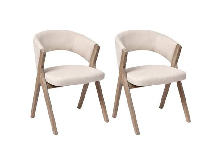 Duhome Esszimmerstuhl 2er Set aus Holz und Leinenbezug, Beige Polsterstuhl Küchenstuhl Skandinavischer Design für Esszimmer Küchen Wohnzimmer