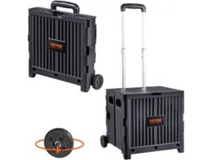 VEVOR Einkaufstrolley Klappbar 24,9kg(Dynamisch)/36,2kg(Statisch) Trolley aus PP-Korb und robusten Gummirädern Einkaufskorb Einkaufswagen Klappbox mit Rädern meistert alle Arten von Terrain